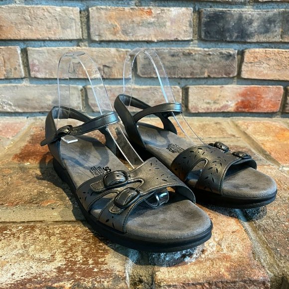 SAS Tripad Comfort Womens Leather Buckle Steel Gray Ankle Strap Sandals Size 8 - Picture 2 of 6
